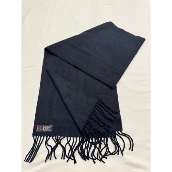 V. Fraas Soft Cashmink Fringe Scarf Black 100% Acrylic Made In Germany 11" x 58" - Picture 2 of 6